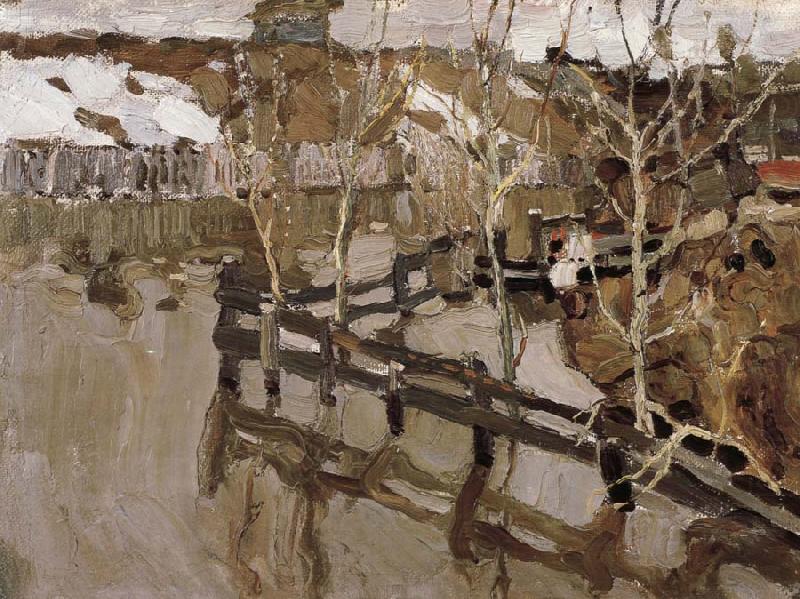 Nikolay Fechin The Landscape of Winter with fense